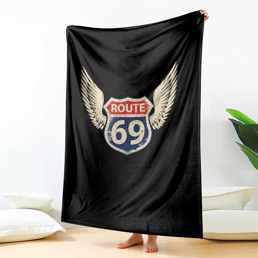 Vintage Route 69 Highway Road Trip Sign Throw Blanket TS11 Print Your Wear