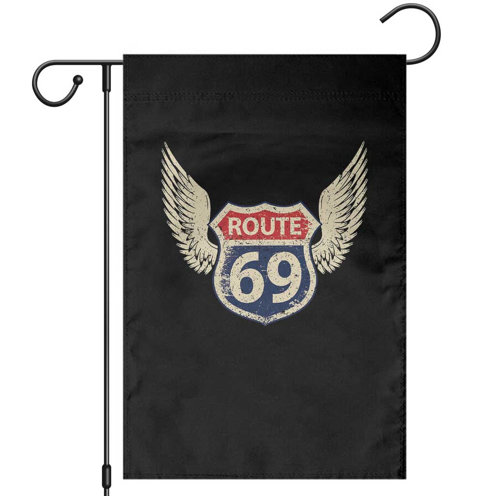 Vintage Route 69 Highway Road Trip Sign Garden Flag TS11 Black Print Your Wear