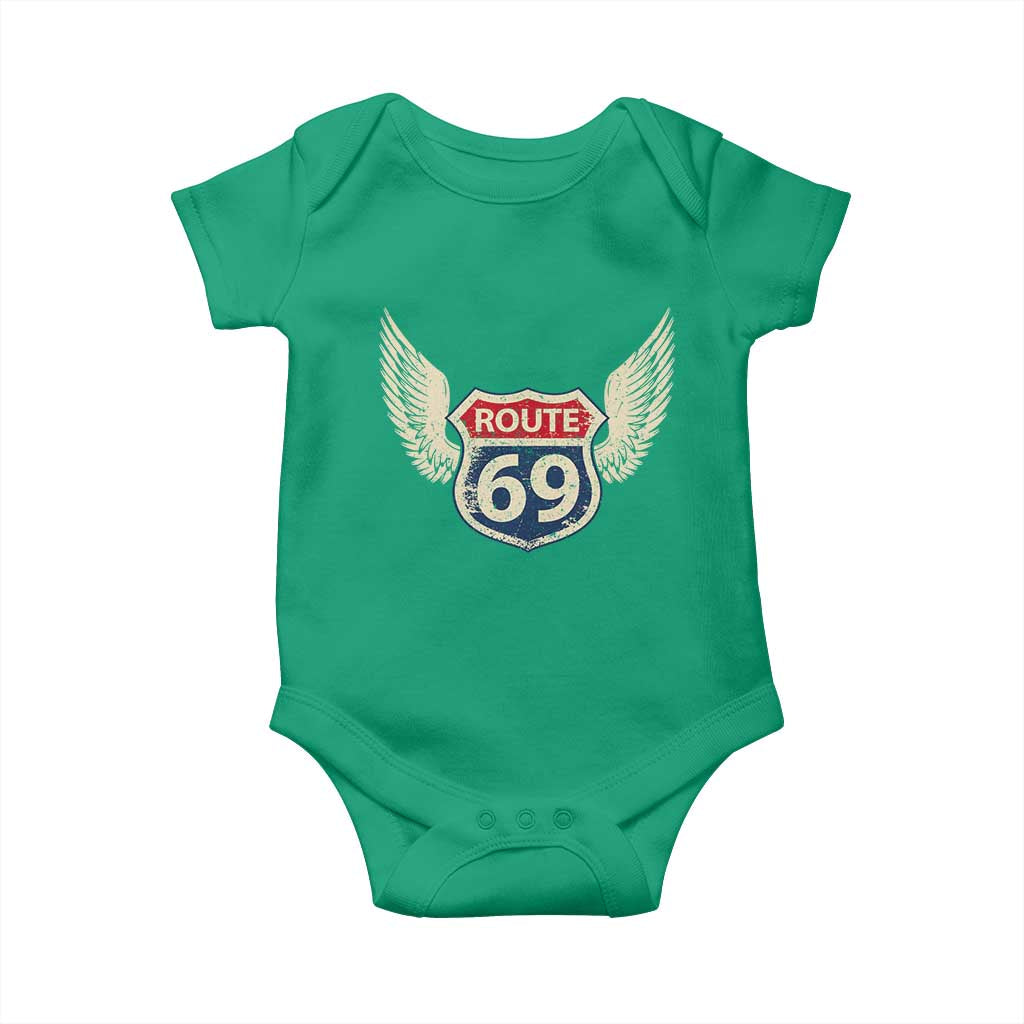 Vintage Route 69 Highway Road Trip Sign Baby Onesie TS11 Irish Green Print Your Wear