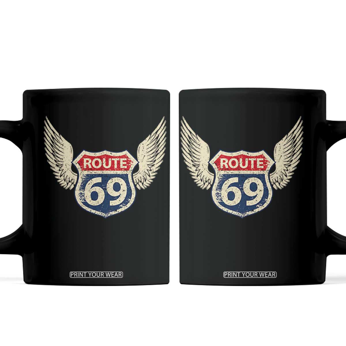 Vintage Route 69 Highway Road Trip Sign Coffee Mug TS11 Black Print Your Wear