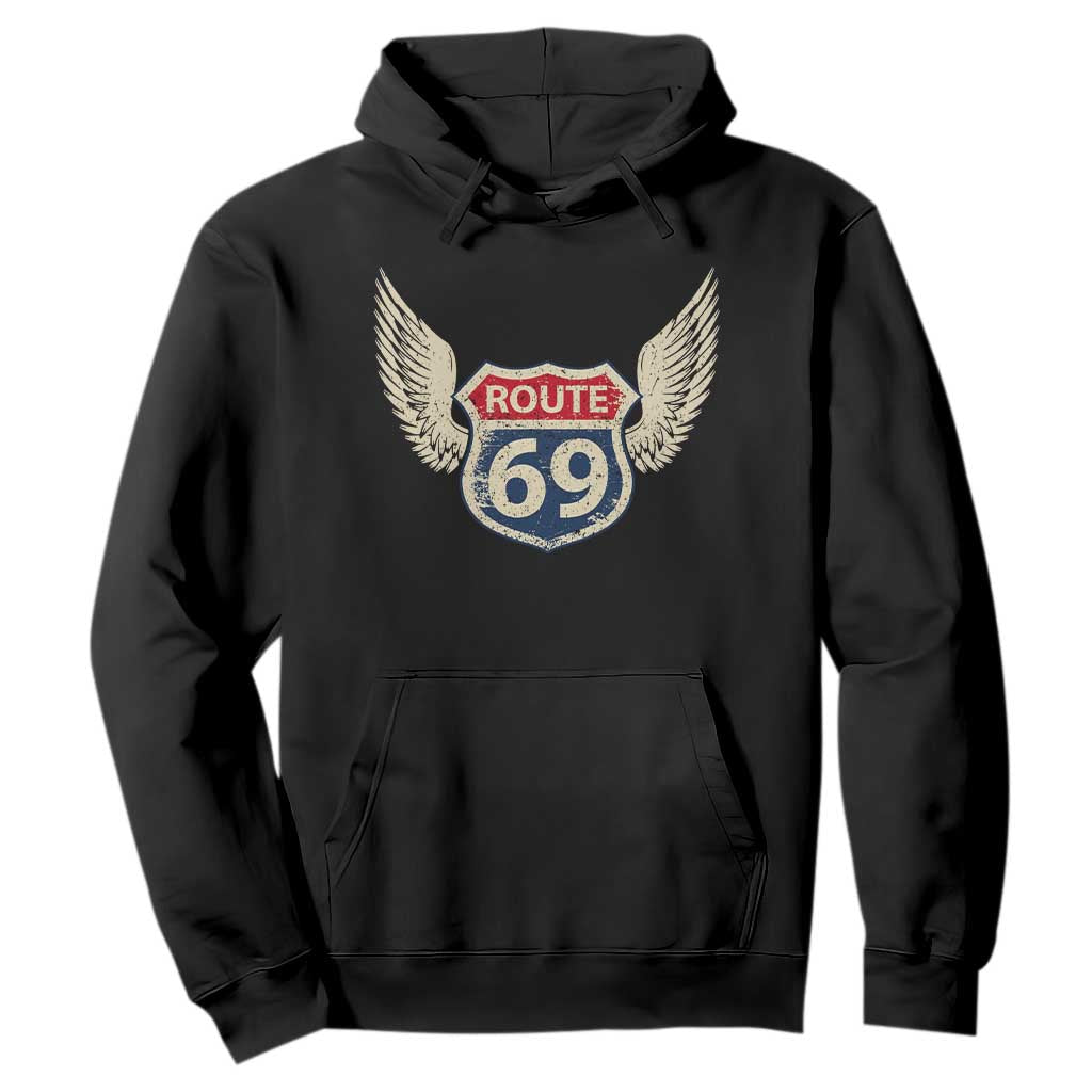 Vintage Route 69 Highway Road Trip Sign Hoodie TS11 Black Print Your Wear