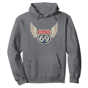 Vintage Route 69 Highway Road Trip Sign Hoodie TS11 Charcoal Print Your Wear