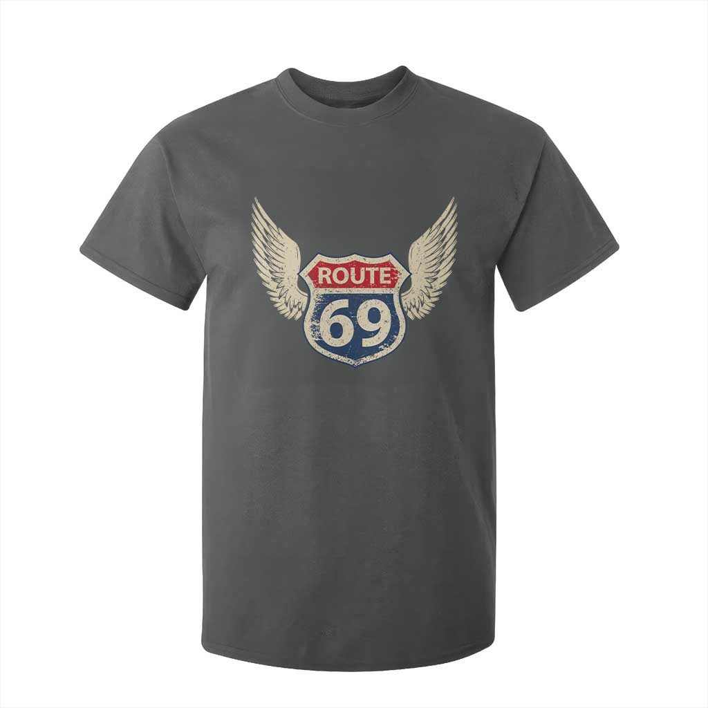 Vintage Route 69 Highway Road Trip Sign T Shirt For Kid TS11 Dark Heather Print Your Wear