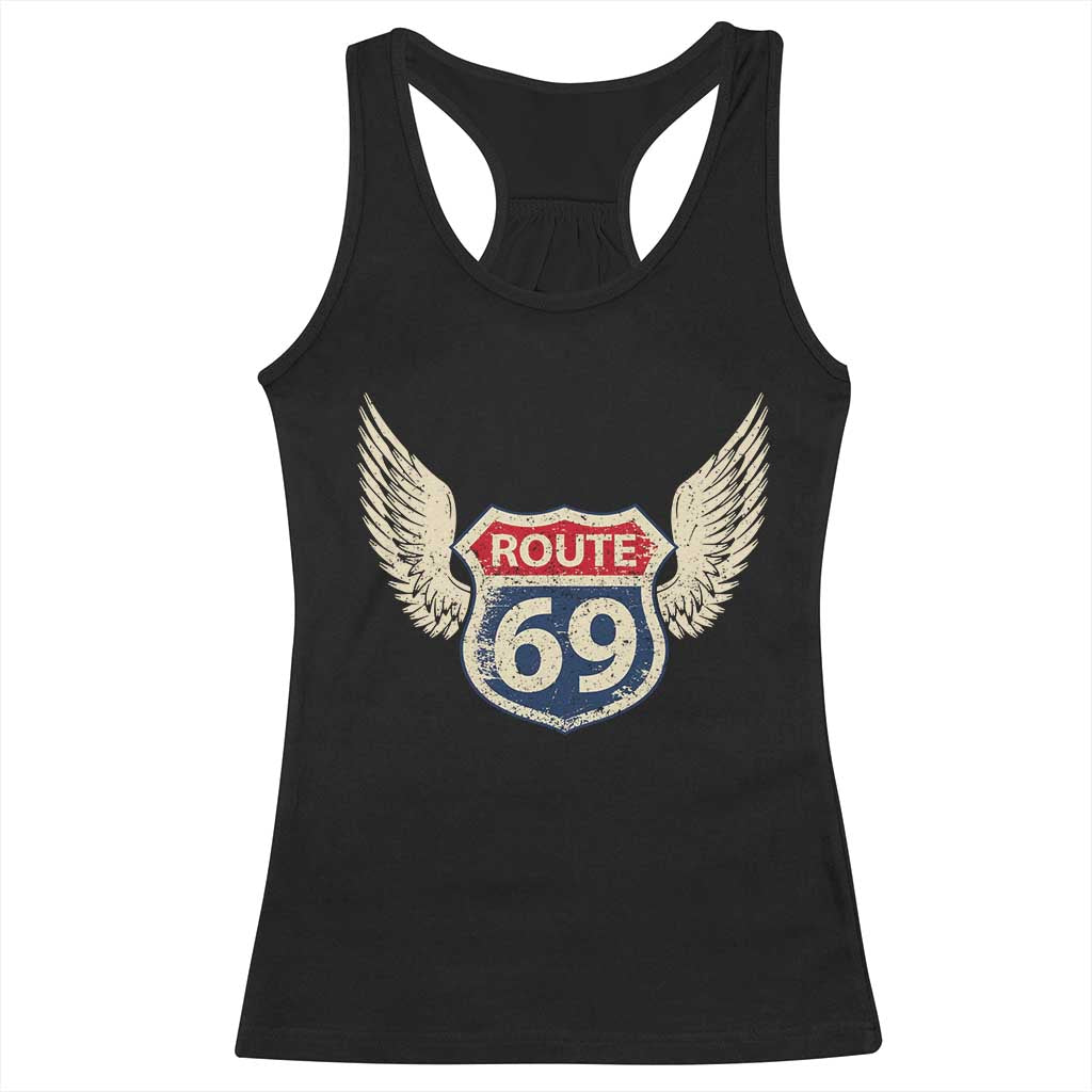 Vintage Route 69 Highway Road Trip Sign Racerback Tank Top TS11 Black Print Your Wear