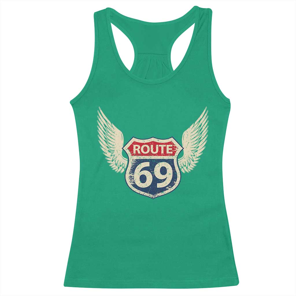 Vintage Route 69 Highway Road Trip Sign Racerback Tank Top TS11 Irish Green Print Your Wear