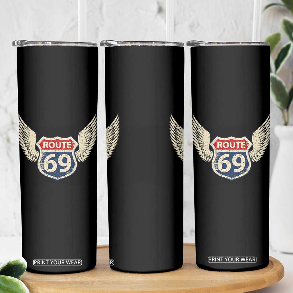 Vintage Route 69 Highway Road Trip Sign Skinny Tumbler TS11 Print Your Wear