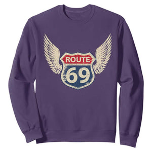 Vintage Route 69 Highway Road Trip Sign Sweatshirt TS11 Purple Print Your Wear