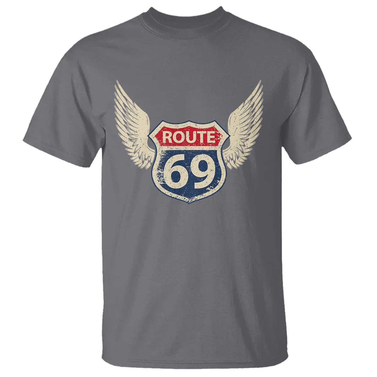 Vintage Route 69 Highway Road Trip Sign T Shirt TS11 Charcoal Print Your Wear