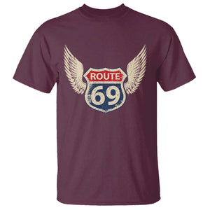 Vintage Route 69 Highway Road Trip Sign T Shirt TS11 Maroon Print Your Wear
