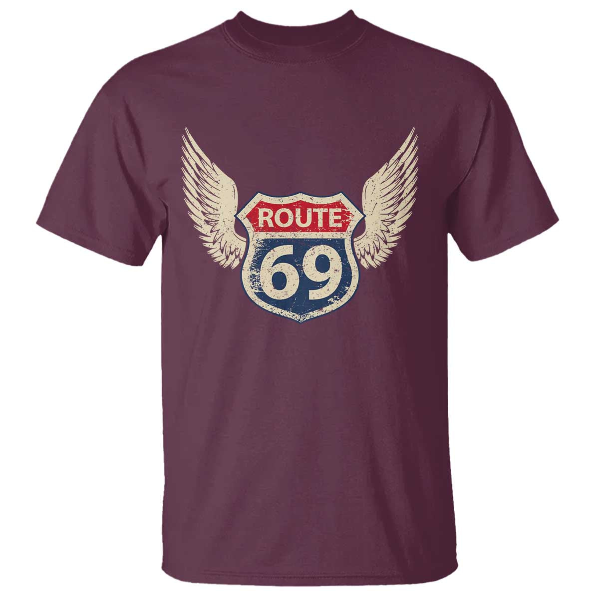 Vintage Route 69 Highway Road Trip Sign T Shirt TS11 Maroon Print Your Wear