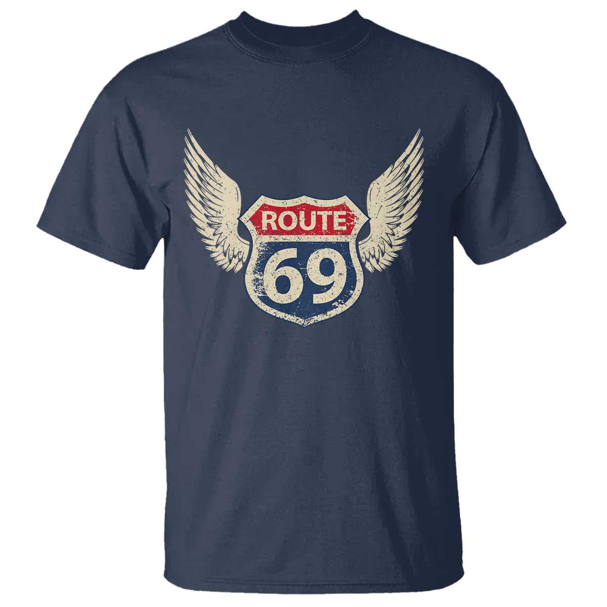 Vintage Route 69 Highway Road Trip Sign T Shirt TS11 Navy Print Your Wear