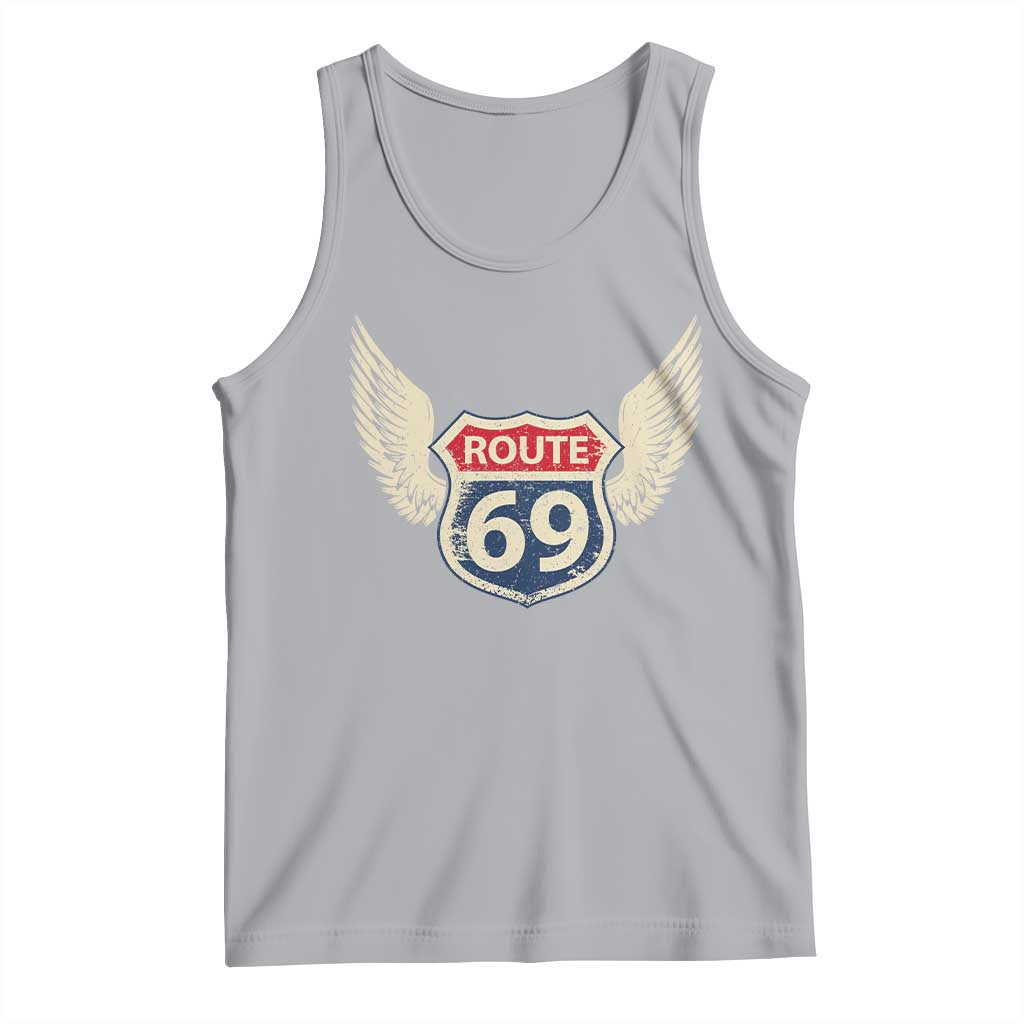 Vintage Route 69 Highway Road Trip Sign Tank Top TS11 Athletic Heather Print Your Wear