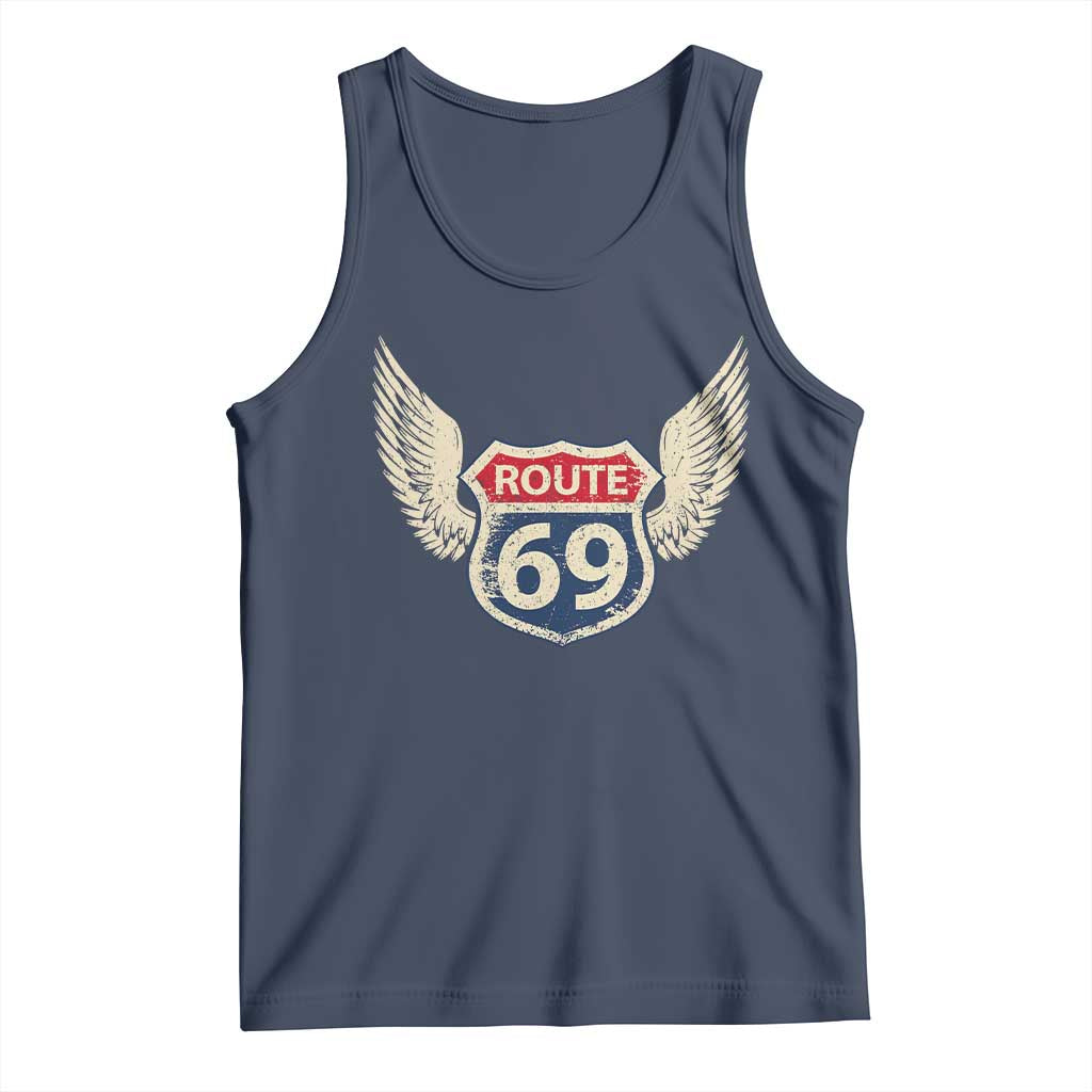 Vintage Route 69 Highway Road Trip Sign Tank Top TS11 Navy Print Your Wear