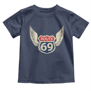 Vintage Route 69 Highway Road Trip Sign Toddler T Shirt TS11 Navy Print Your Wear