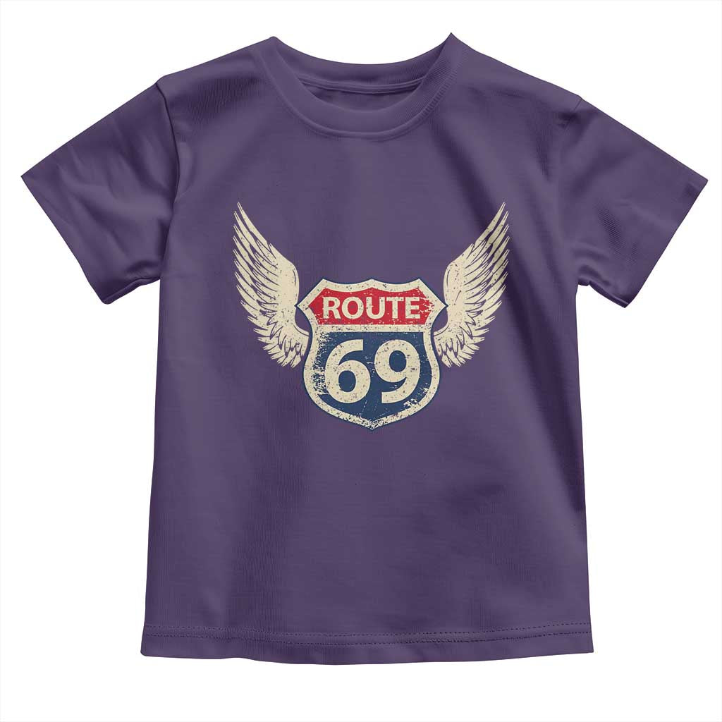 Vintage Route 69 Highway Road Trip Sign Toddler T Shirt TS11 Purple Print Your Wear