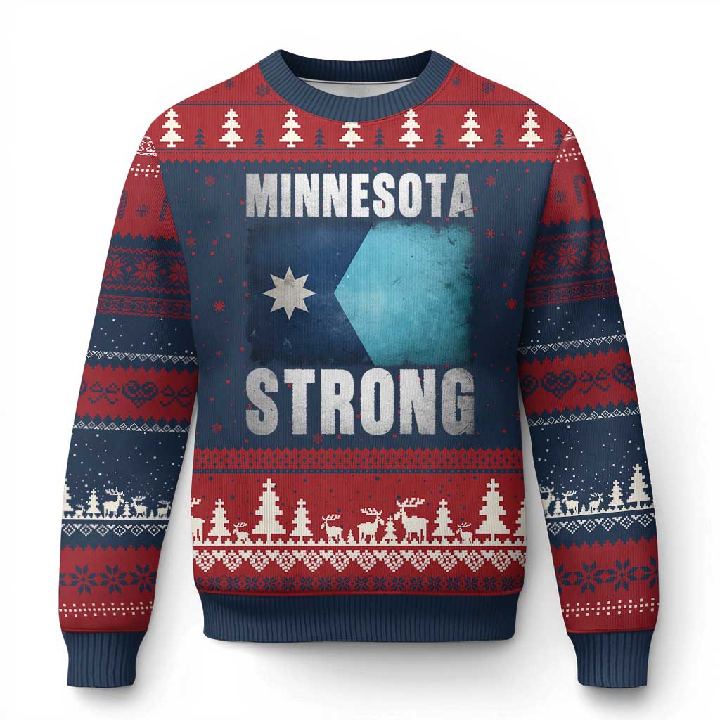 Minnesota Strong Ugly Christmas Sweater MN State Pride Community Resistance TS11 Navy Red Print Your Wear