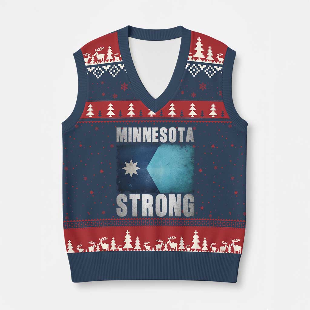 Minnesota Strong V-Neck Knit Sweater Vest MN State Pride Community Resistance TS11 Navy Red Print Your Wear