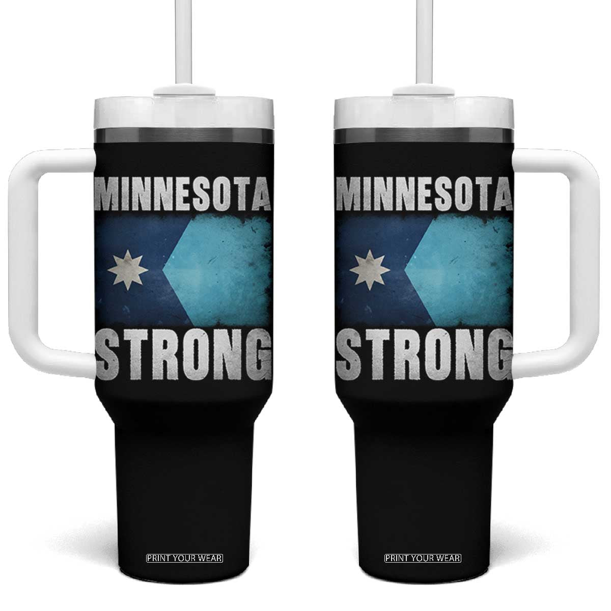 Minnesota Strong Tumbler With Handle MN State Pride Community Resistance TS11 One Size: 40 oz Black Print Your Wear