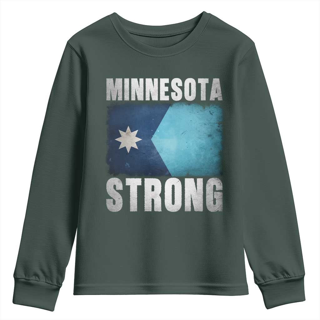 Minnesota Strong Youth Sweatshirt MN State Pride Community Resistance TS11 Dark Forest Green Print Your Wear