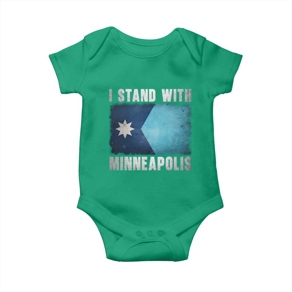 I Stand With Minneapolis Baby Onesie Social Justice and Immigration Protest MN Flag TS11 Irish Green Print Your Wear