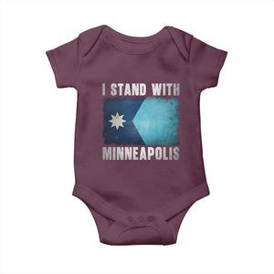 I Stand With Minneapolis Baby Onesie Social Justice and Immigration Protest MN Flag TS11 Maroon Print Your Wear