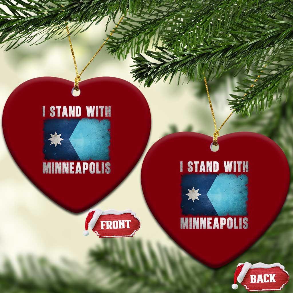 I Stand With Minneapolis Ceramic Ornament Social Justice and Immigration Protest MN Flag TS11 Print Your Wear