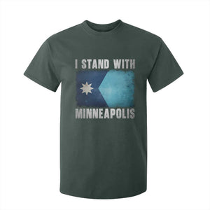 I Stand With Minneapolis T Shirt For Kid Social Justice and Immigration Protest MN Flag TS11 Dark Forest Green Print Your Wear