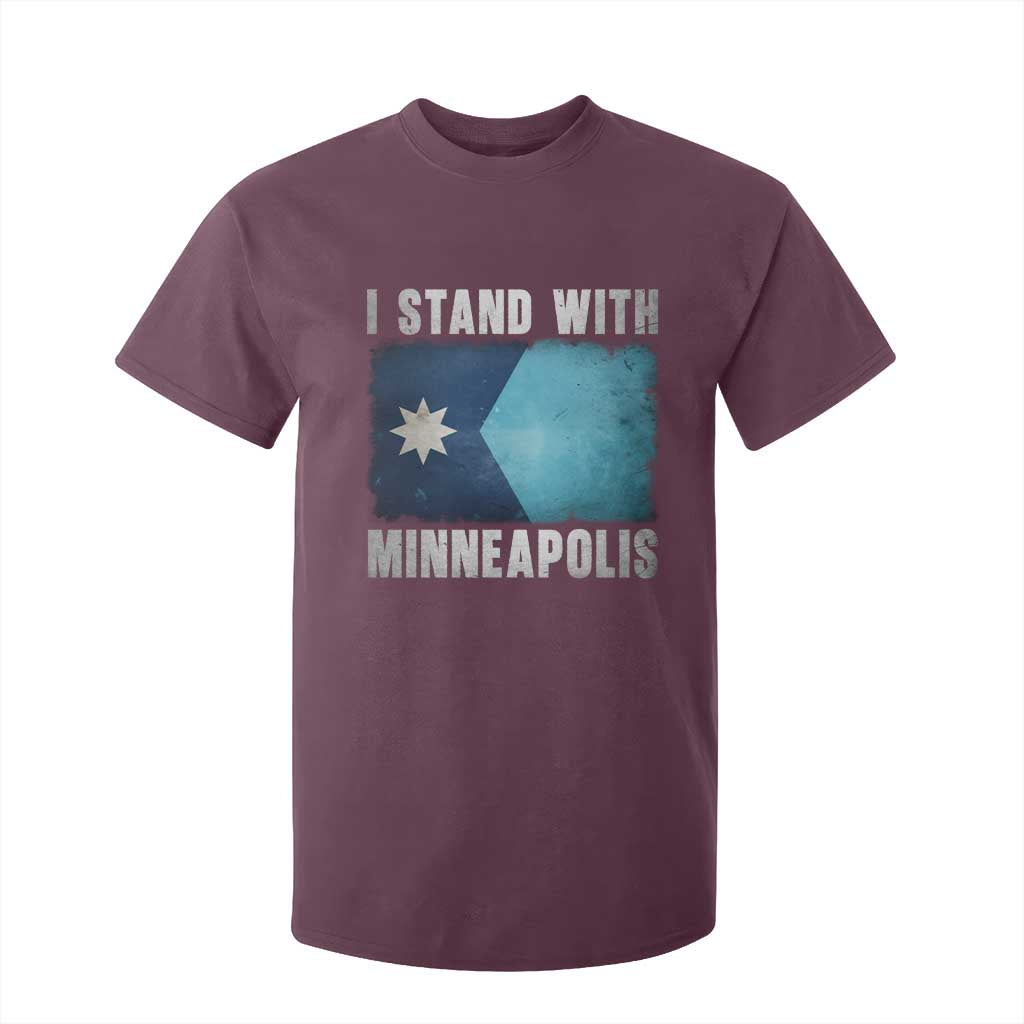 I Stand With Minneapolis T Shirt For Kid Social Justice and Immigration Protest MN Flag TS11 Maroon Print Your Wear
