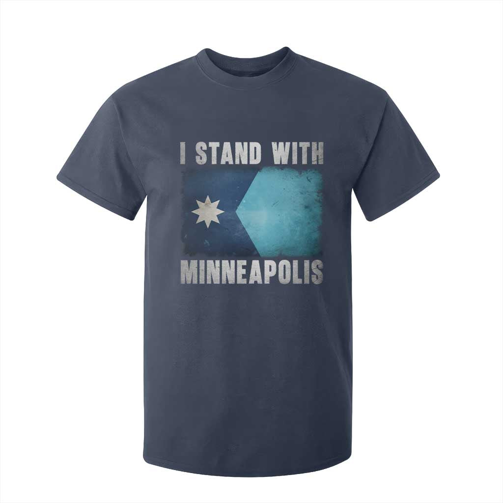 I Stand With Minneapolis T Shirt For Kid Social Justice and Immigration Protest MN Flag TS11 Navy Print Your Wear