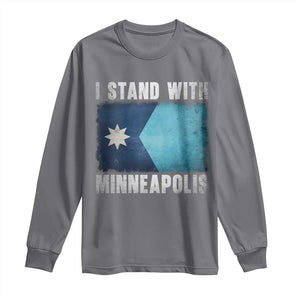 I Stand With Minneapolis Long Sleeve Shirt Social Justice and Immigration Protest MN Flag TS11 Charcoal Print Your Wear