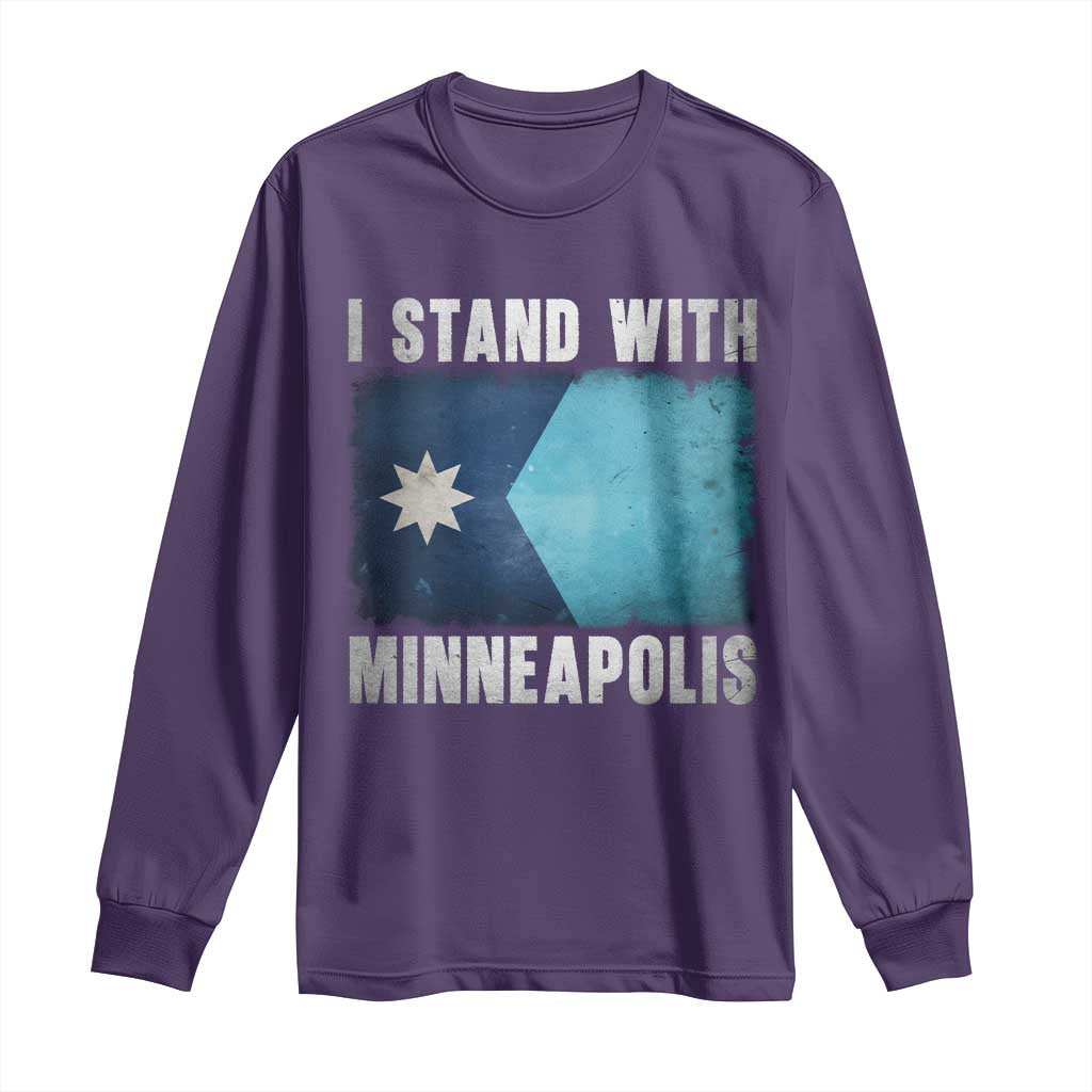 I Stand With Minneapolis Long Sleeve Shirt Social Justice and Immigration Protest MN Flag TS11 Purple Print Your Wear