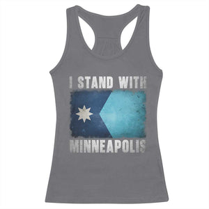I Stand With Minneapolis Racerback Tank Top Social Justice and Immigration Protest MN Flag TS11 Charcoal Print Your Wear
