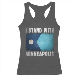 I Stand With Minneapolis Racerback Tank Top Social Justice and Immigration Protest MN Flag TS11 Dark Heather Print Your Wear