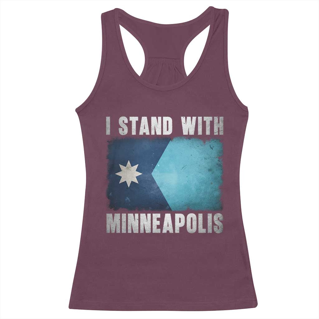 I Stand With Minneapolis Racerback Tank Top Social Justice and Immigration Protest MN Flag TS11 Maroon Print Your Wear