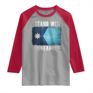 I Stand With Minneapolis Raglan Shirt Social Justice and Immigration Protest MN Flag TS11 Sport Gray Red Print Your Wear