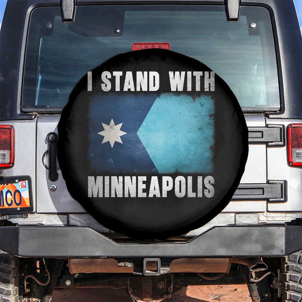 I Stand With Minneapolis Spare Tire Cover Social Justice and Immigration Protest MN Flag TS11 No hole Black Print Your Wear