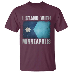I Stand With Minneapolis T Shirt Social Justice and Immigration Protest MN Flag TS11 Maroon Print Your Wear