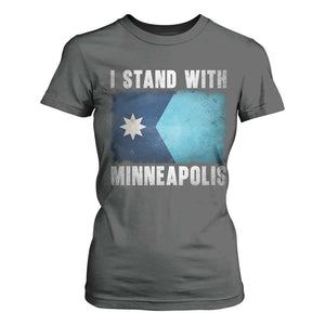 I Stand With Minneapolis T Shirt For Women Social Justice and Immigration Protest MN Flag TS11 Dark Heather Print Your Wear