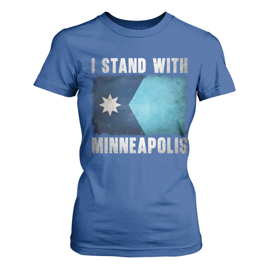 I Stand With Minneapolis T Shirt For Women Social Justice and Immigration Protest MN Flag TS11 Royal Blue Print Your Wear