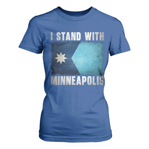 I Stand With Minneapolis T Shirt For Women Social Justice and Immigration Protest MN Flag TS11 Royal Blue Print Your Wear