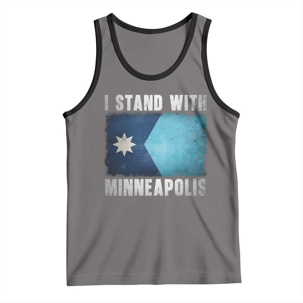 I Stand With Minneapolis Tank Top Social Justice and Immigration Protest MN Flag TS11 Deep Heather Black Print Your Wear