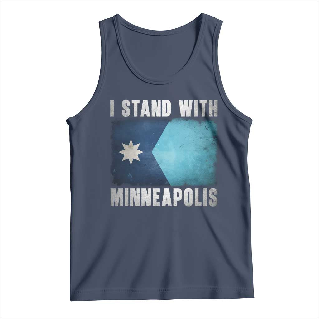 I Stand With Minneapolis Tank Top Social Justice and Immigration Protest MN Flag TS11 Navy Print Your Wear