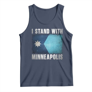 I Stand With Minneapolis Tank Top Social Justice and Immigration Protest MN Flag TS11 Navy Print Your Wear