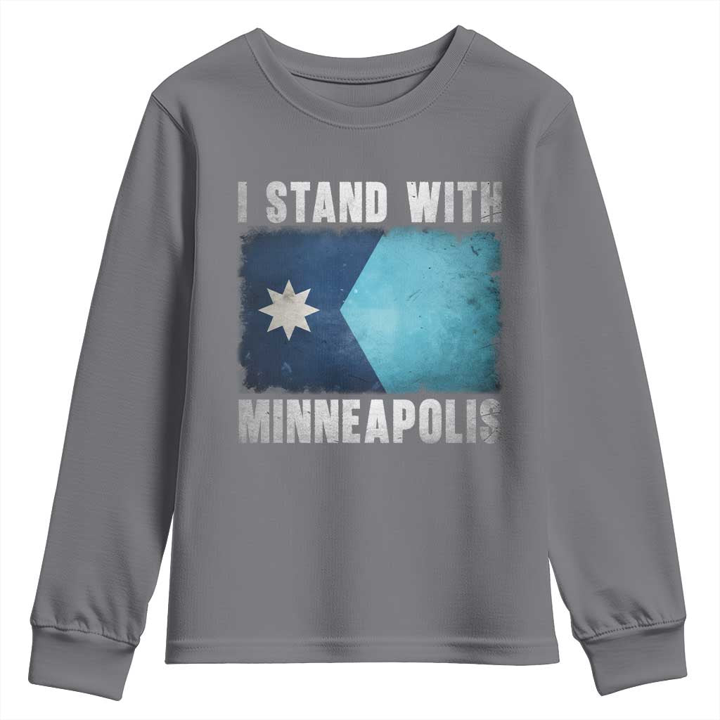 I Stand With Minneapolis Youth Sweatshirt Social Justice and Immigration Protest MN Flag TS11 Charcoal Print Your Wear
