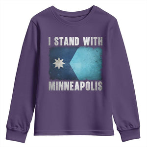 I Stand With Minneapolis Youth Sweatshirt Social Justice and Immigration Protest MN Flag TS11 Purple Print Your Wear