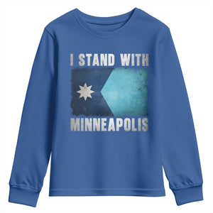 I Stand With Minneapolis Youth Sweatshirt Social Justice and Immigration Protest MN Flag TS11 Royal Blue Print Your Wear
