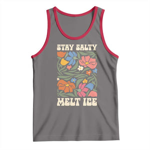 Be Salty Melt Ice Tank Top Political Satire Pro Immigrant Protest Retro Floral TS11 Deep Heather Red Print Your Wear