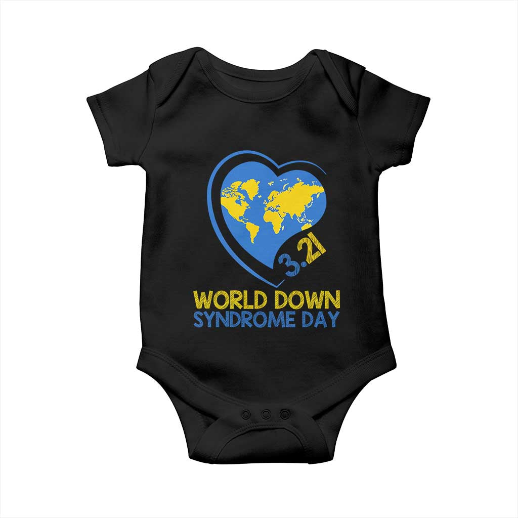 World Down Syndrome Day March 21 World Heart Baby Onesie TS11 Black Print Your Wear