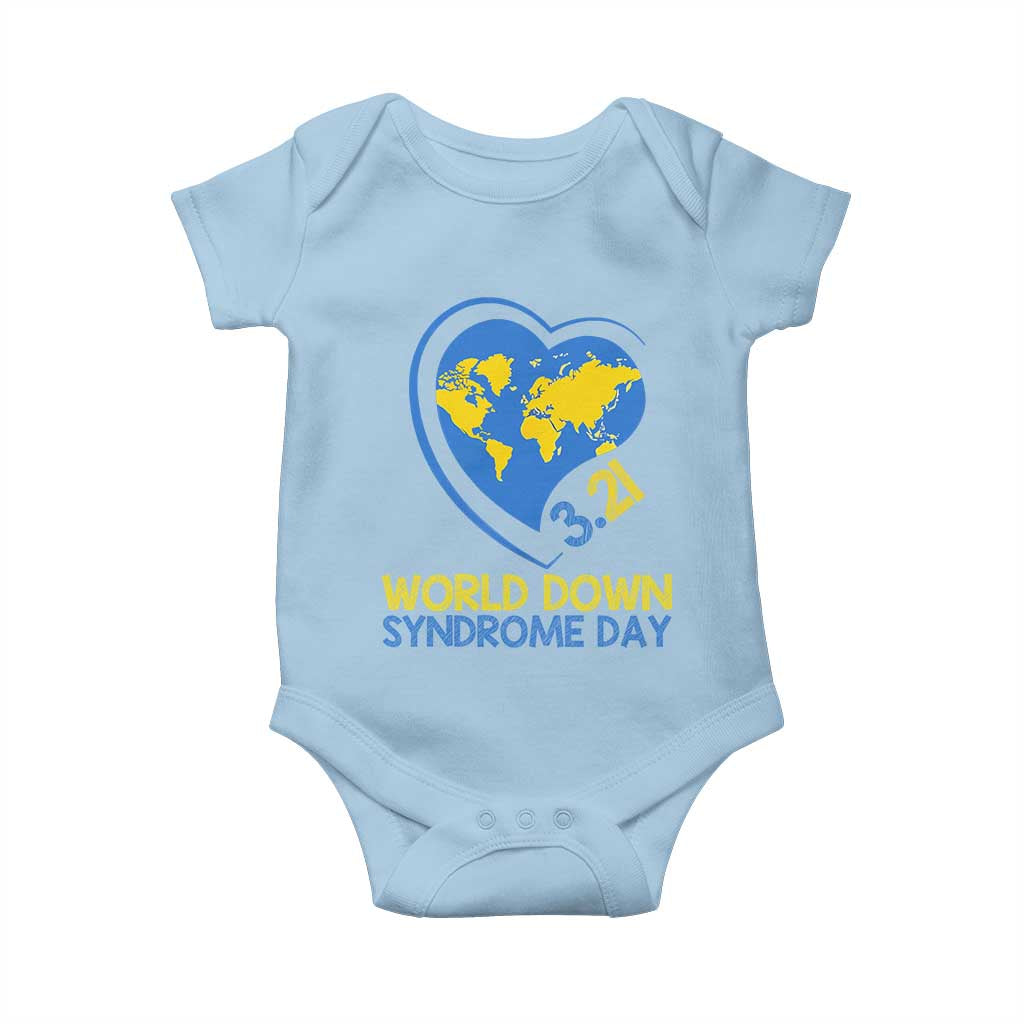 World Down Syndrome Day March 21 World Heart Baby Onesie TS11 Light Blue Print Your Wear