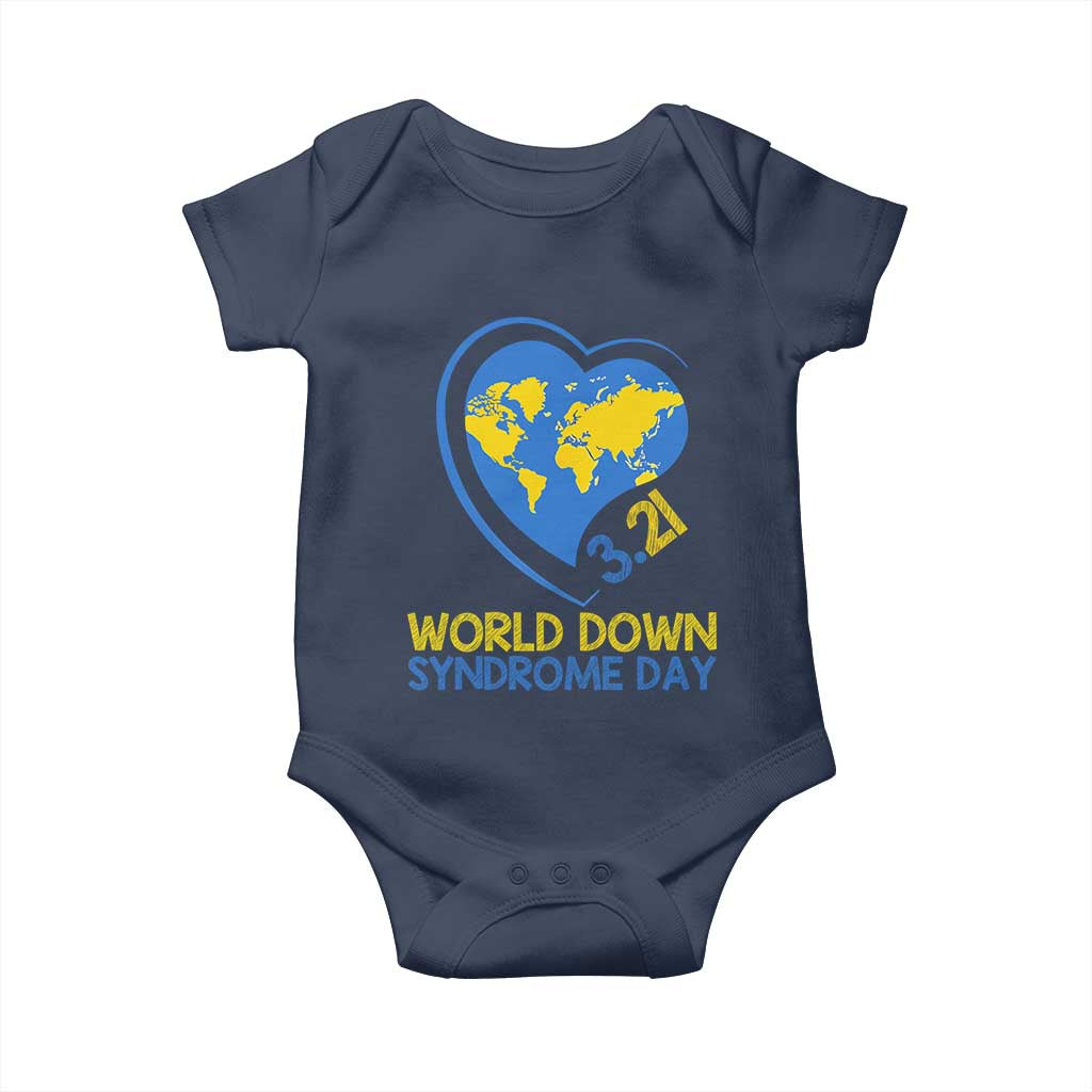 World Down Syndrome Day March 21 World Heart Baby Onesie TS11 Navy Print Your Wear